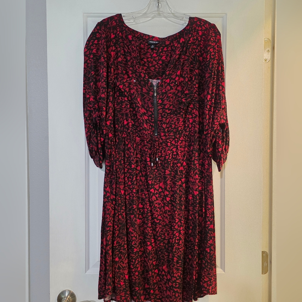Torrid Red and Black Heart Print Dress
